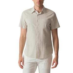 NWT J.Crew XL Seersucker Short Sleeve Button-Up Shirt Cream Print